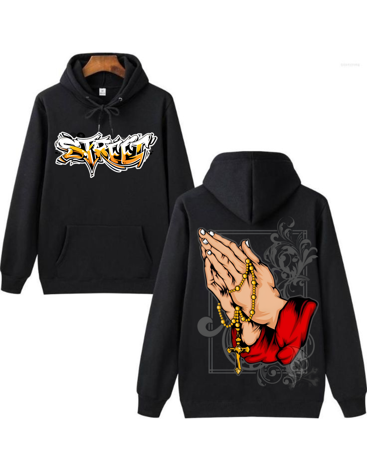 Praying Hands with Rosary Beads Hoodie
